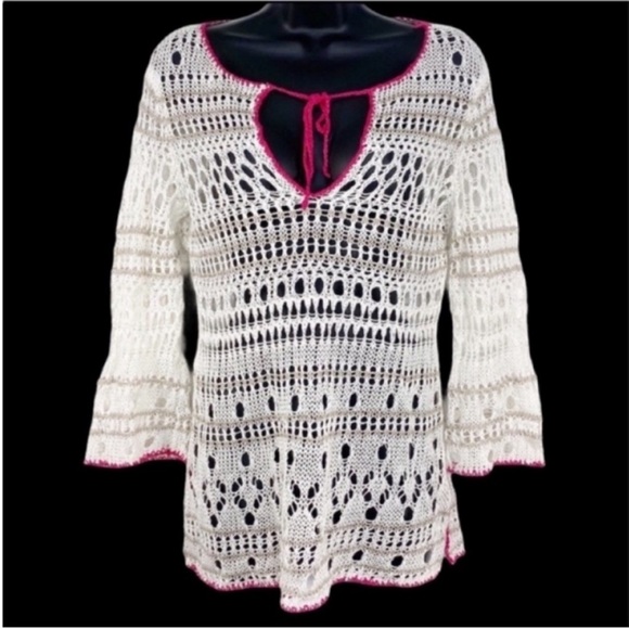 TOMMY BAHAMA crochet top S cream - Picture 1 of 9